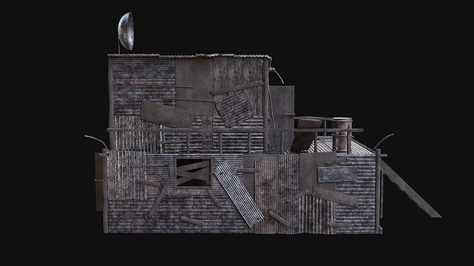 SHELTER POST APO HOUSE HUT IMPROVISED PLATE DEBRIS SURVIVAL AAA Low-poly 3D model 4