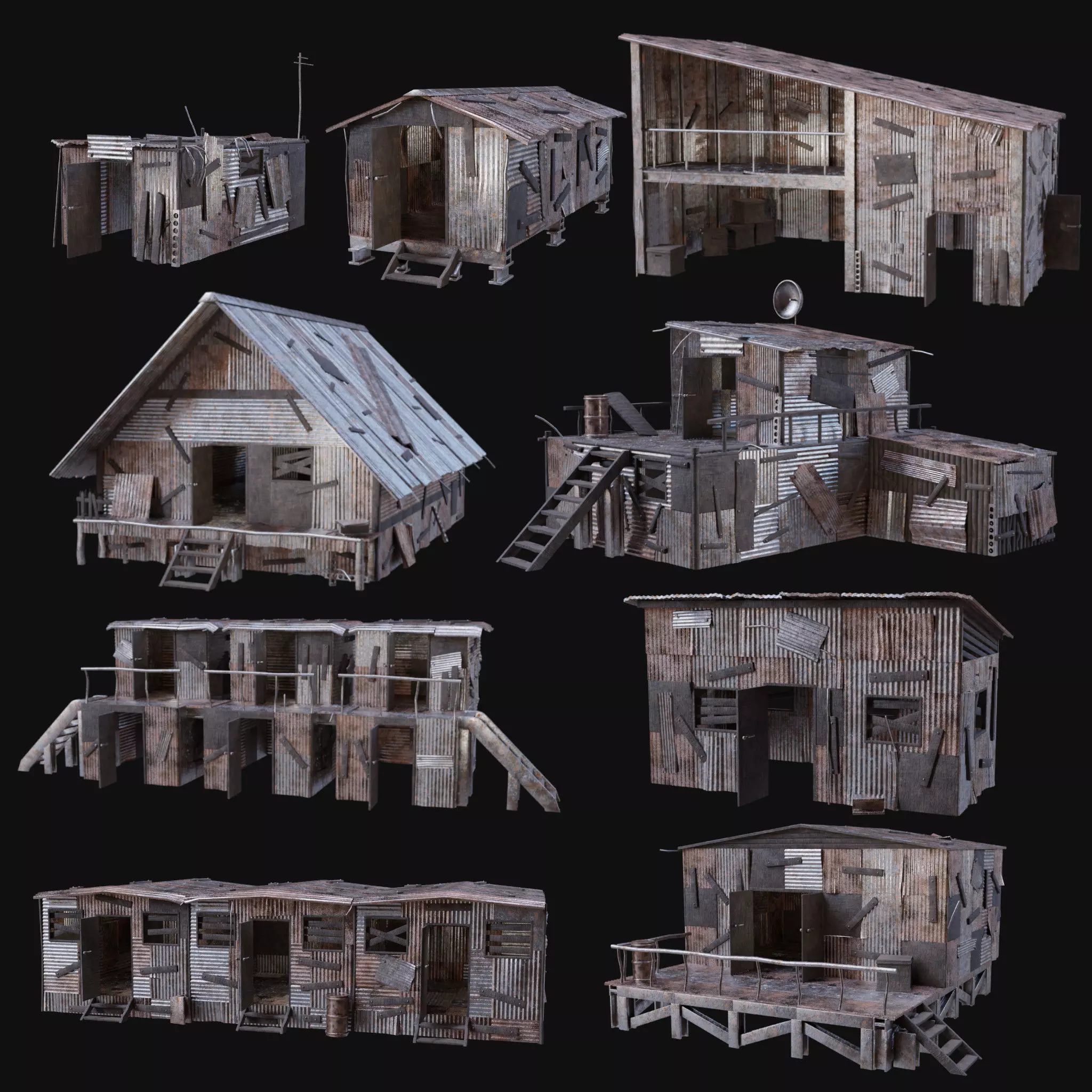 SHELTER POST APO HOUSE HUT IMPROVISED PLATE DEBRIS SURVIVAL AAA Low-poly 3D model