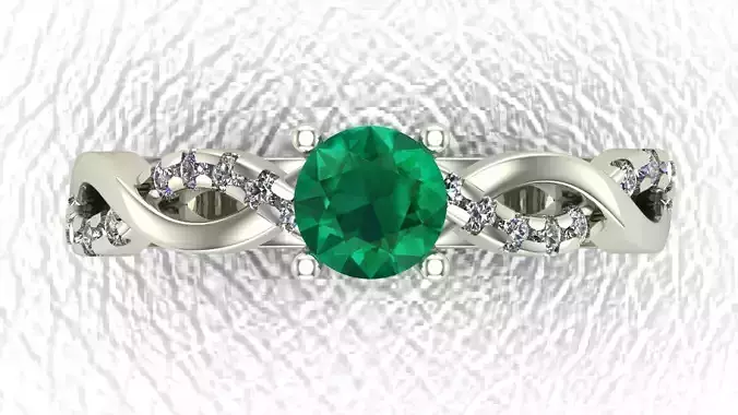 Twisted Gold And Diamond Engagement Ring 3D Model 3D print Model