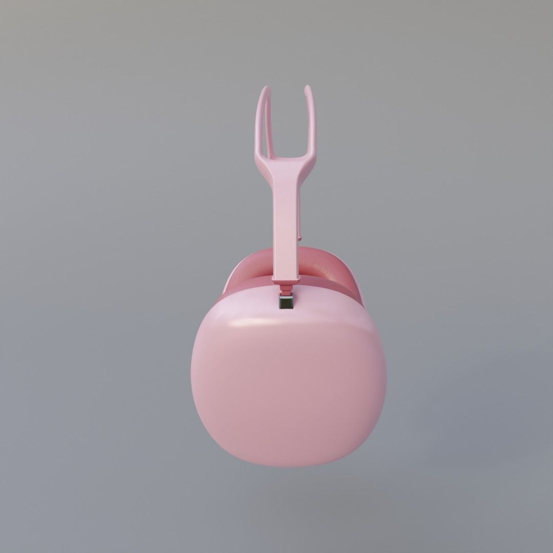 Pink headphones 3D model_2