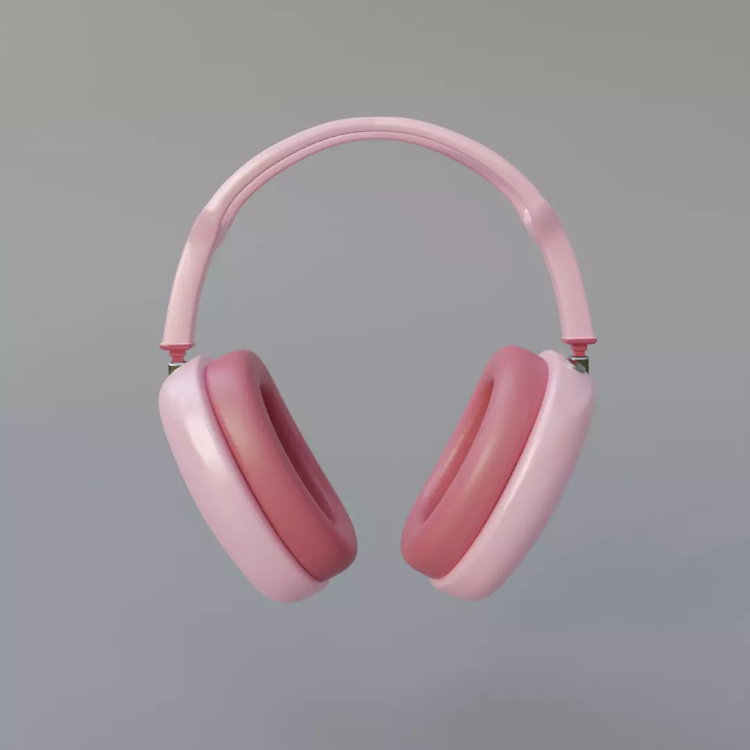 Pink headphones 3D model_0