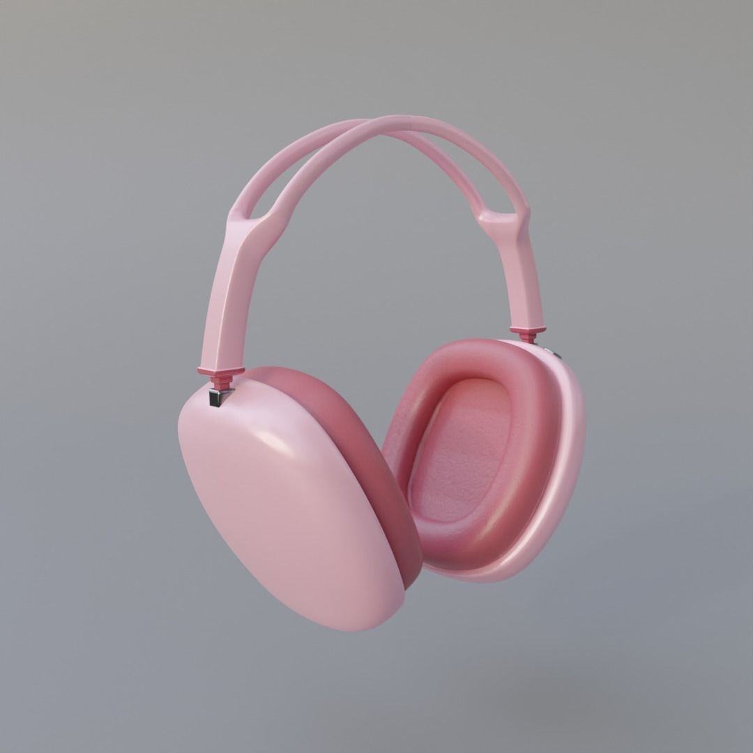 Pink headphones 3D model_1