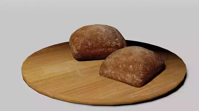 Dark bread rolls on a wood plate