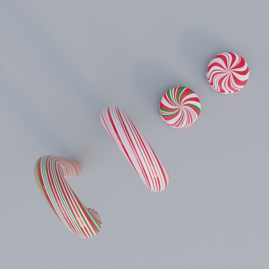 Set of 4 Christmas candies 3D model_3