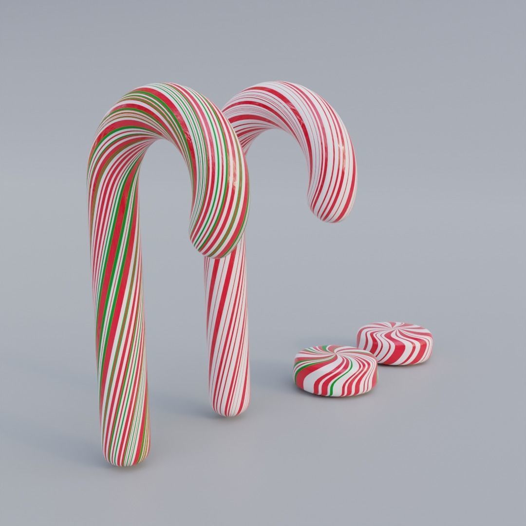 Set of 4 Christmas candies 3D model_1