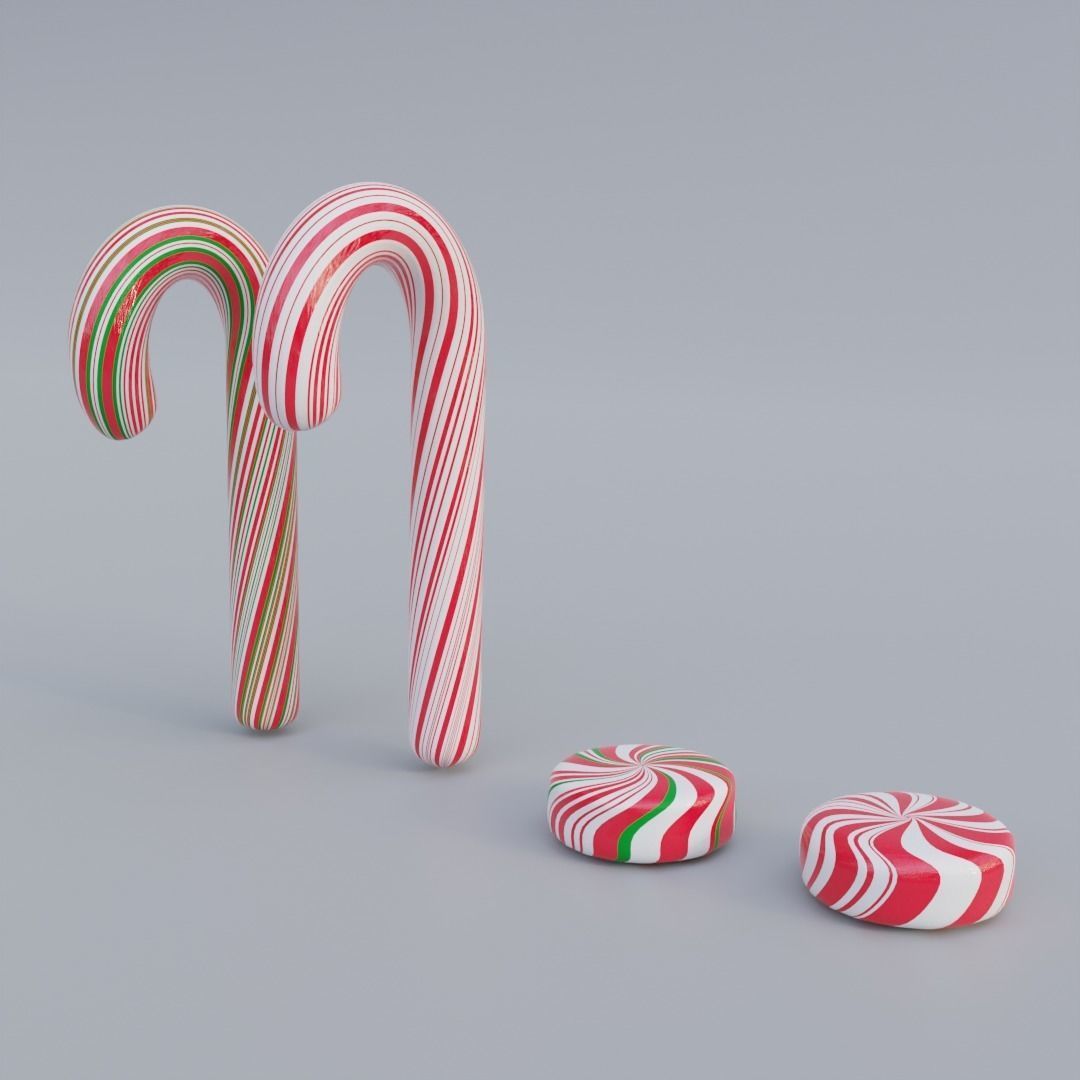 Set of 4 Christmas candies 3D model_2