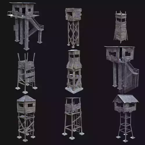 POST APO WATCHTOWER IMPROVISED SURVIVAL PLATFORM FORT SHELTER Low-poly 3D model