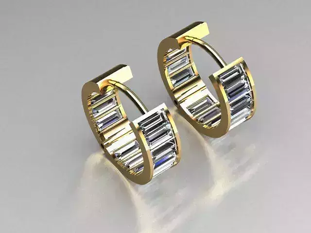 clasp earrings 14 baguette stone