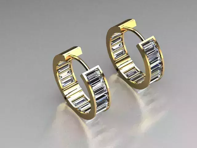 clasp earrings 17 baguette stone