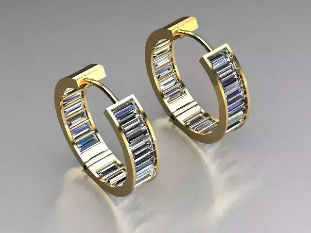 clasp earrings 20 baguette stone