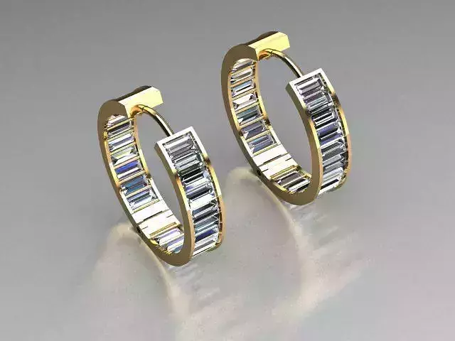 clasp earrings 23 baguette stone