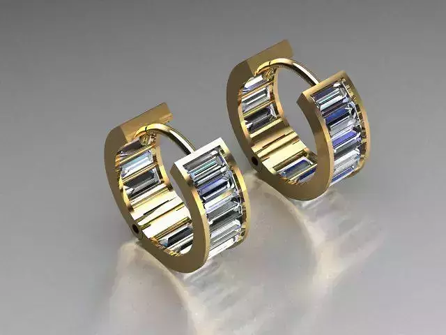 clasp earrings 12 baguette stone