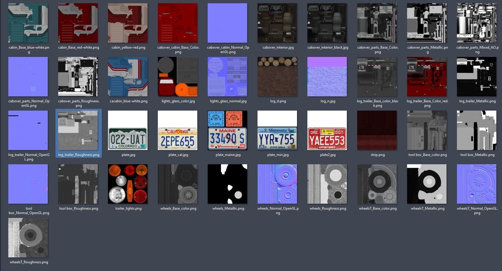 Cabover log semitruck Low-poly 3D model_46