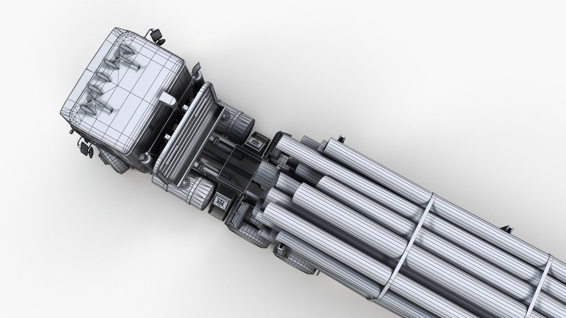 Cabover log semitruck Low-poly 3D model_15