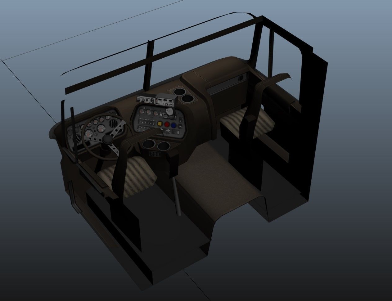 Cabover log semitruck Low-poly 3D model_43