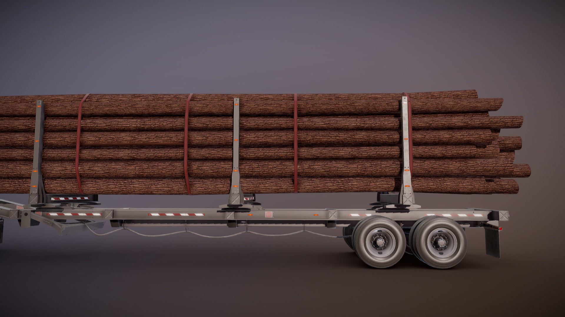 Cabover log semitruck Low-poly 3D model_24
