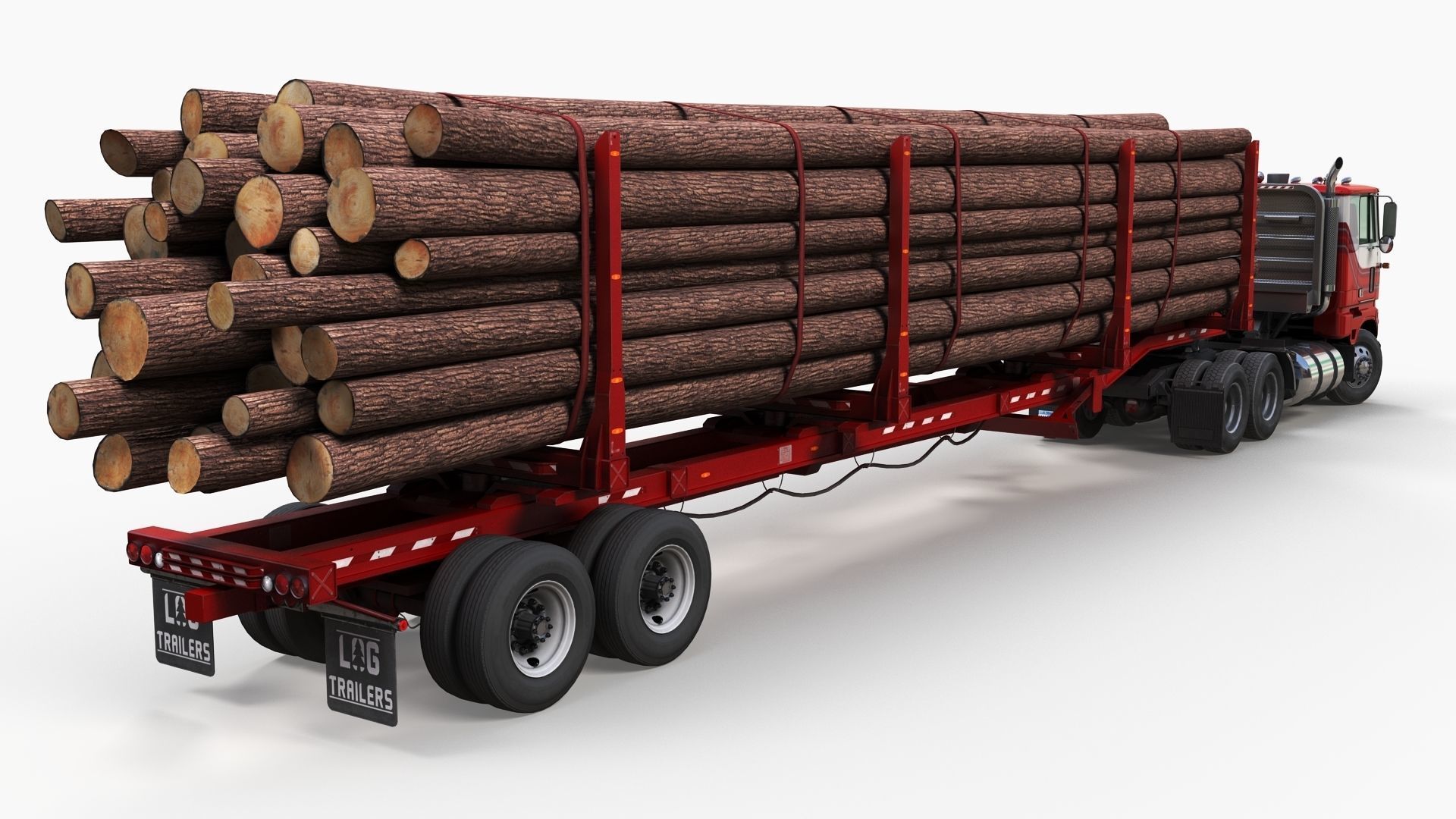 Cabover log semitruck Low-poly 3D model_6