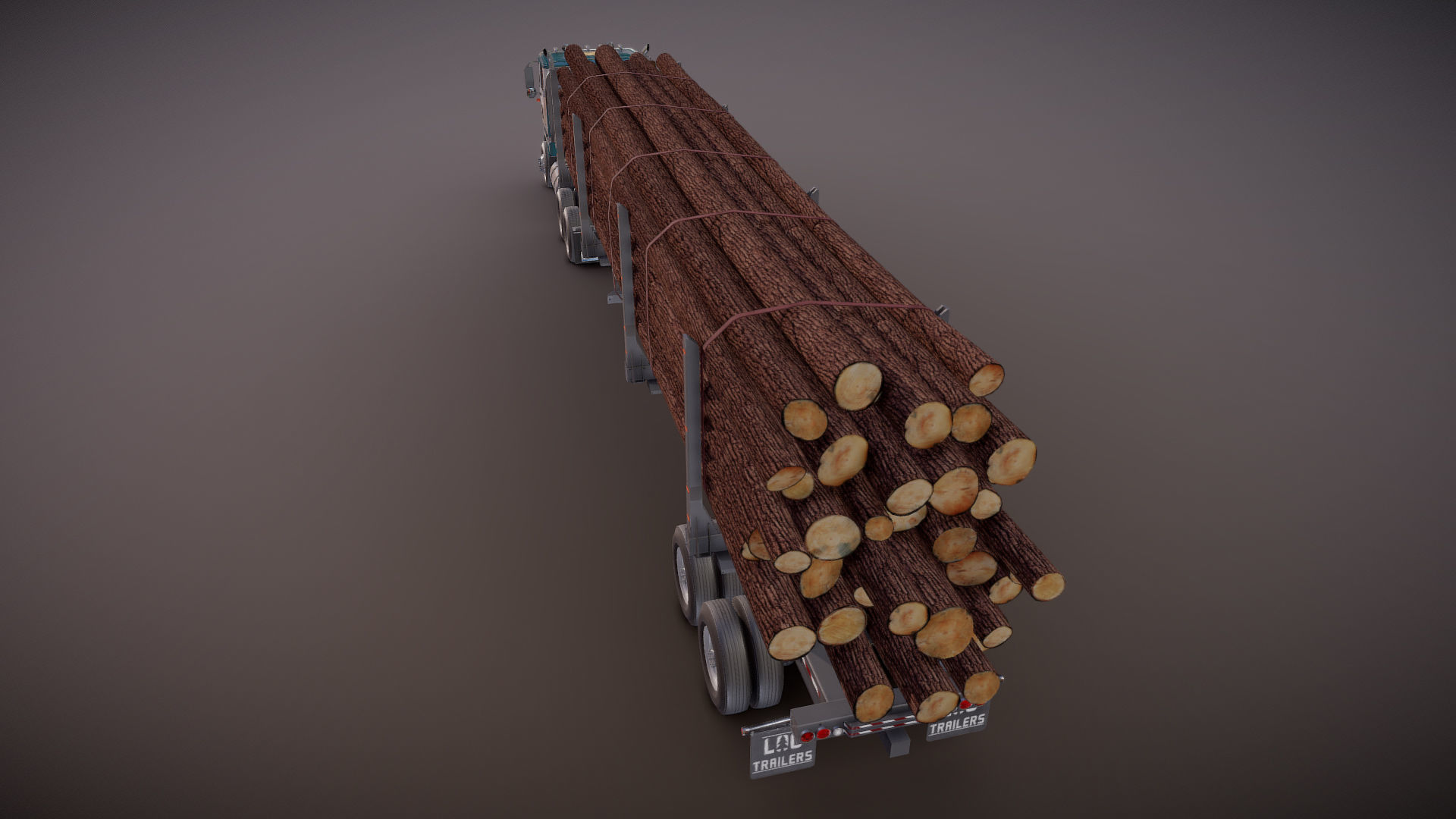 Cabover log semitruck Low-poly 3D model_27