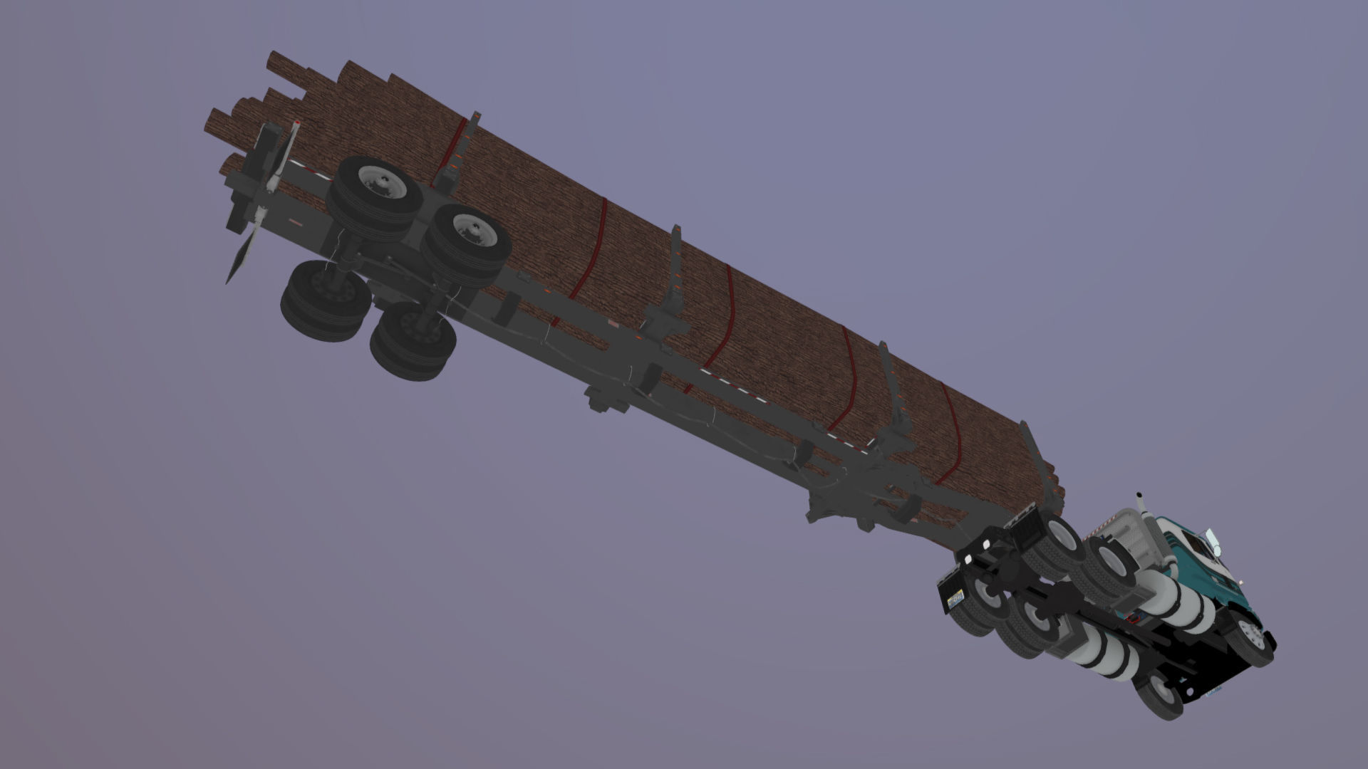 Cabover log semitruck Low-poly 3D model_38