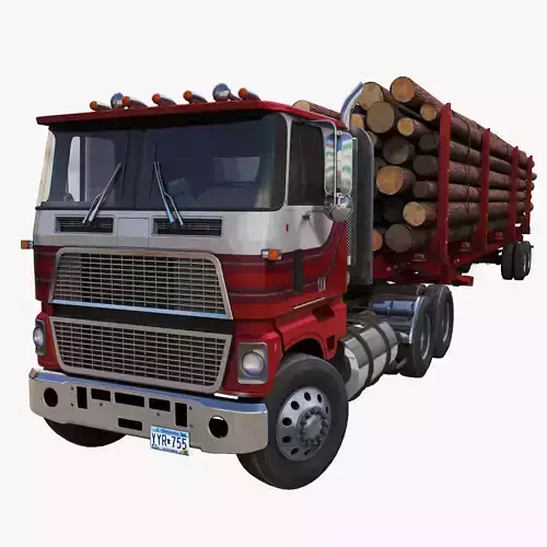 Cabover log semitruck Low-poly 3D model