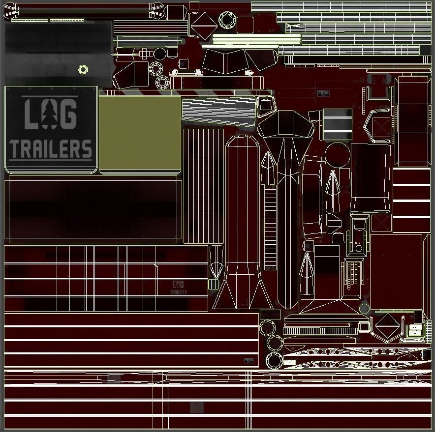 Cabover log semitruck Low-poly 3D model_44