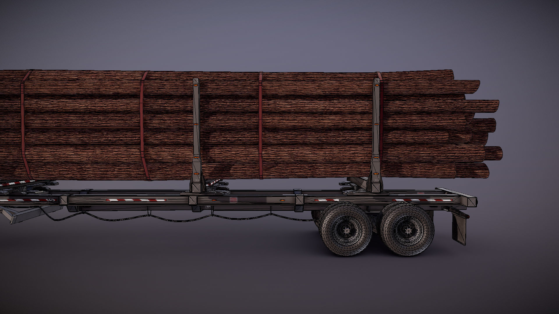 Cabover log semitruck Low-poly 3D model_31