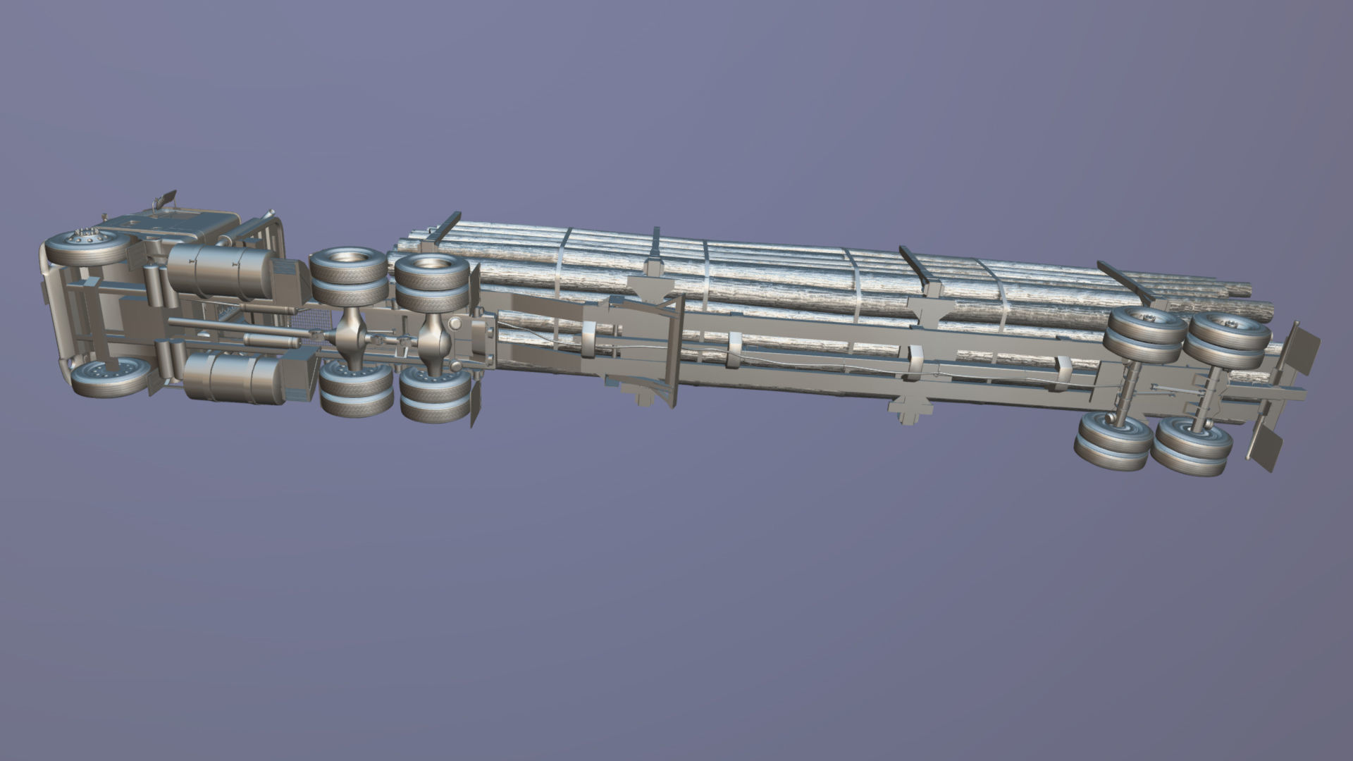 Cabover log semitruck Low-poly 3D model_35