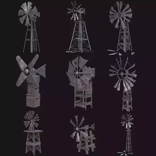 POST APO IMPROVISED WINDMILL WIND TURBINE GENERATOR SURVIVAL Low-poly 3D model