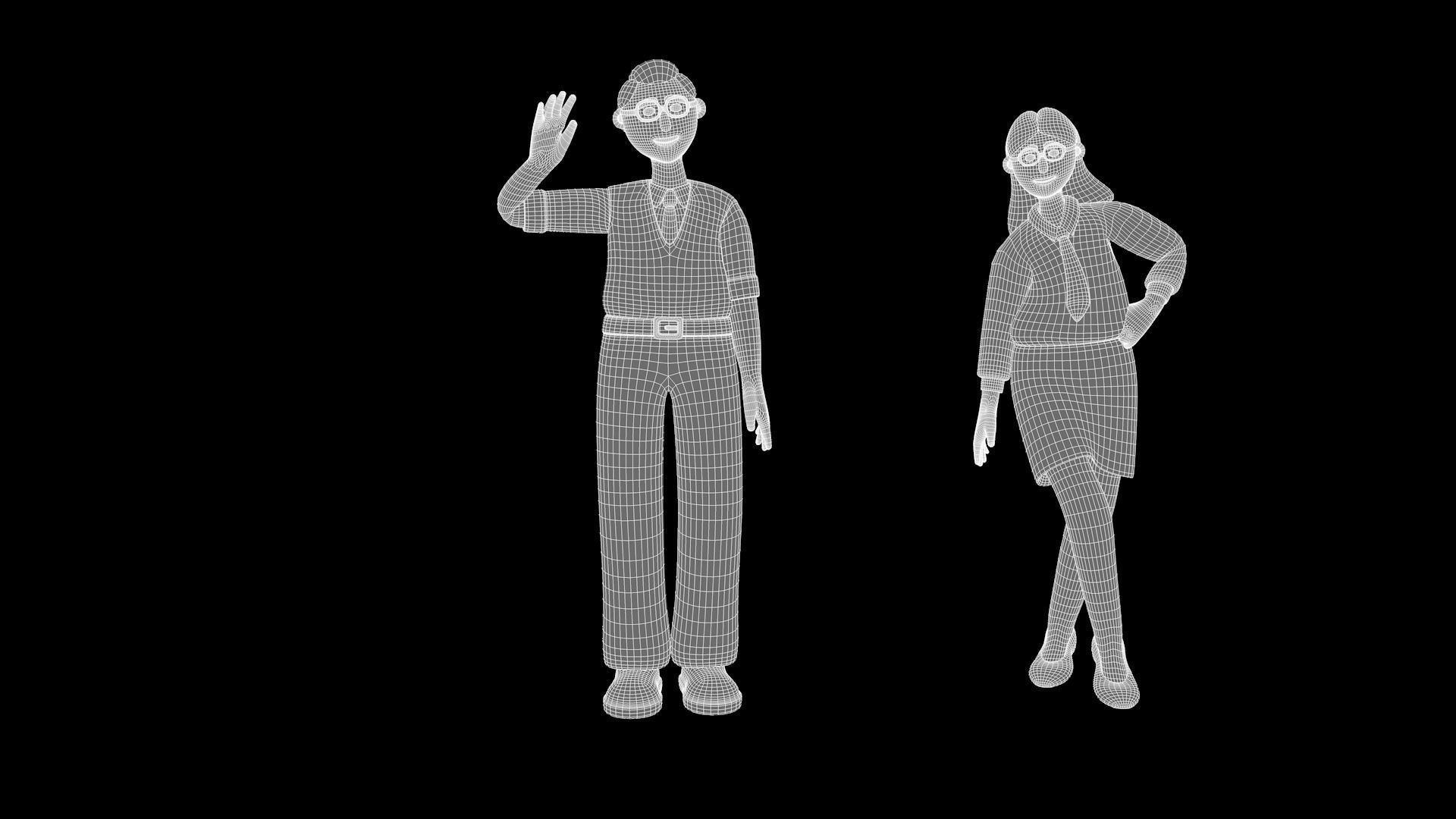 Teachers - Rigged 3D Characters 12 Animations Low-poly 3D model_14