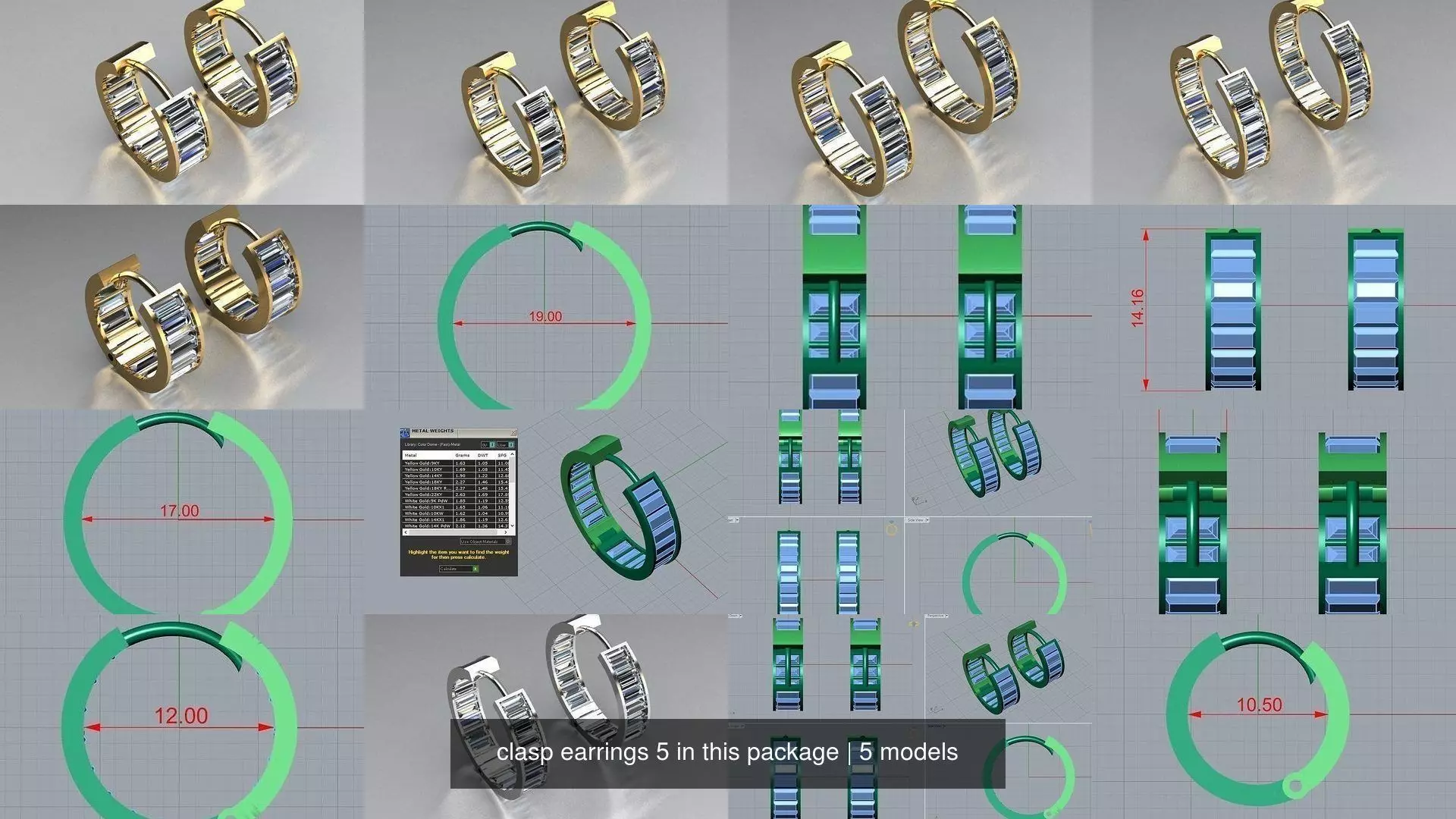 clasp earrings 5 in this package 3D Model Collection_1