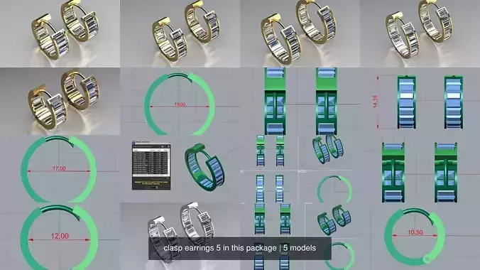 clasp earrings 5 in this package