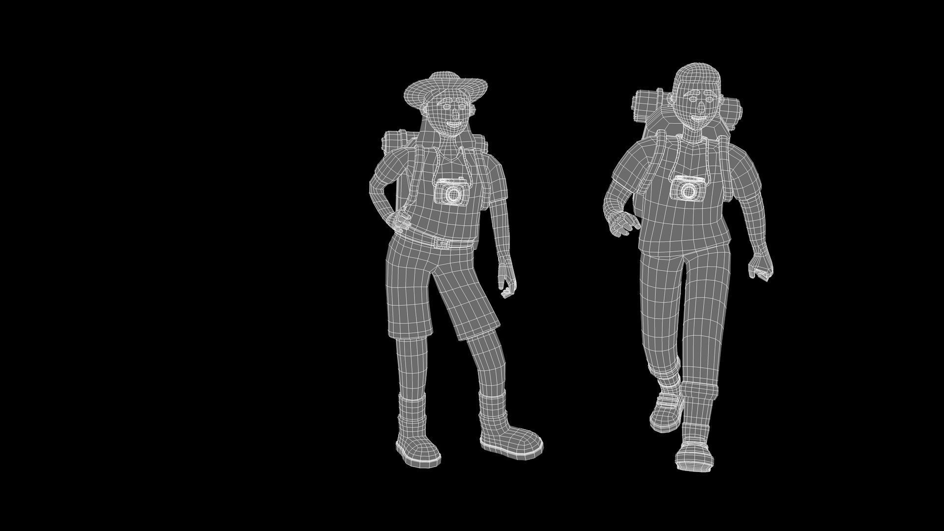 Tourists - Rigged 3D Characters 12 Animations Low-poly 3D model_13