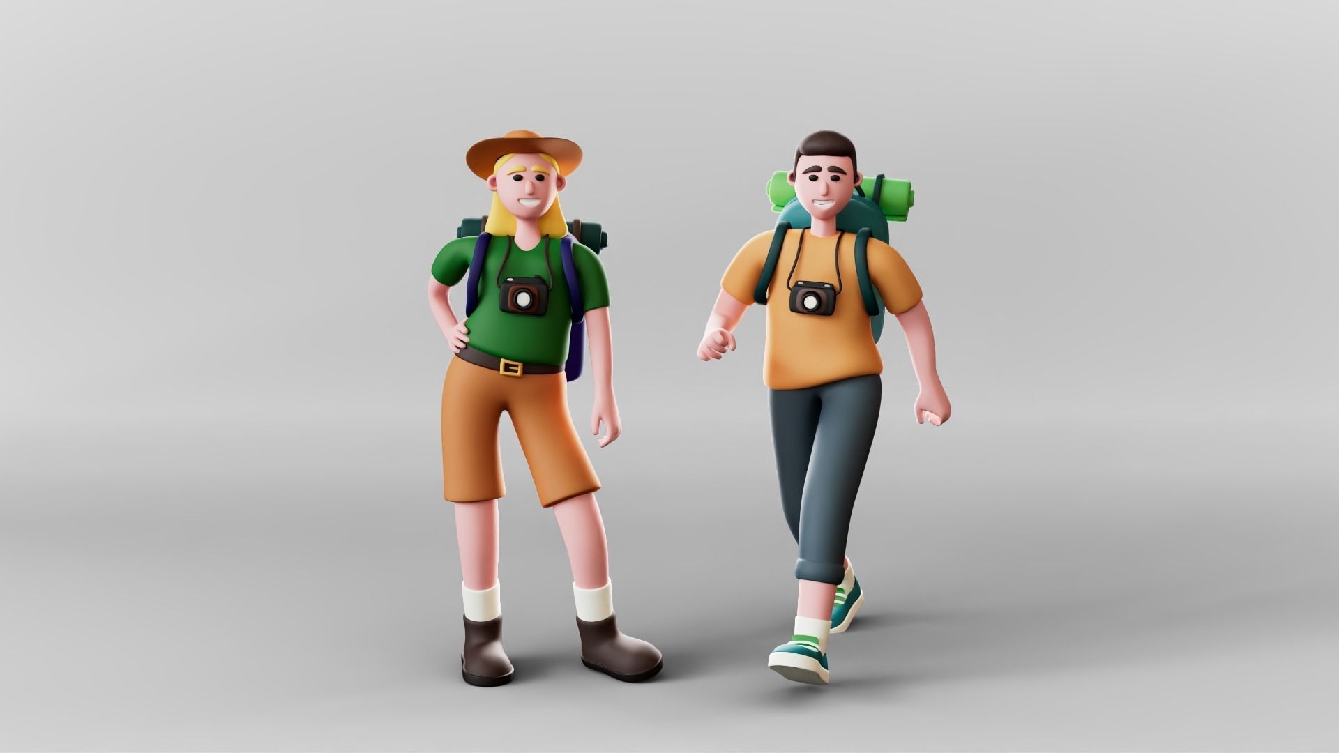 Tourists - Rigged 3D Characters 12 Animations Low-poly 3D model_8