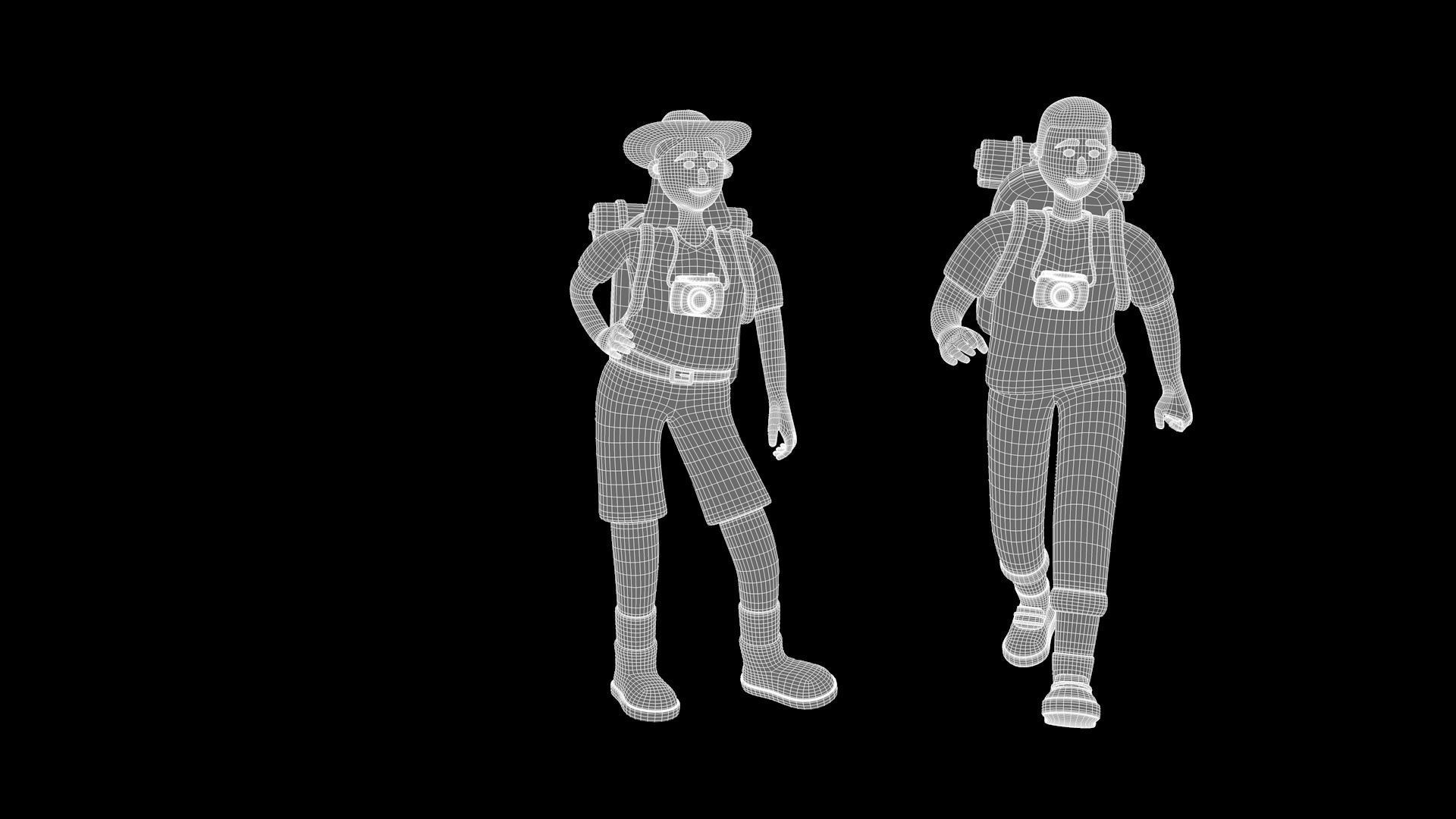 Tourists - Rigged 3D Characters 12 Animations Low-poly 3D model_14