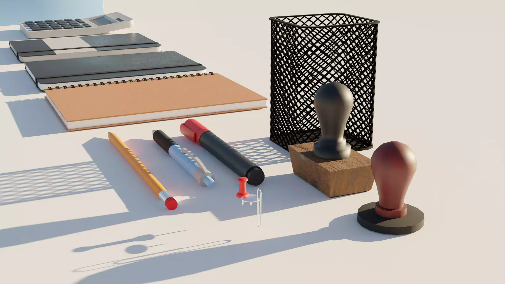 Office Props Low-poly 3D model_0