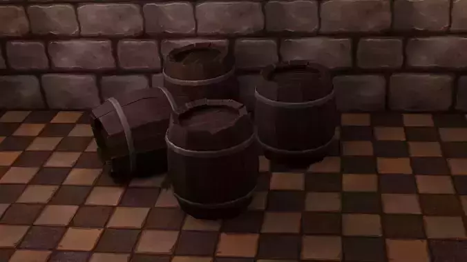 Barrel stylized PBR low-poly Low-poly 3D model
