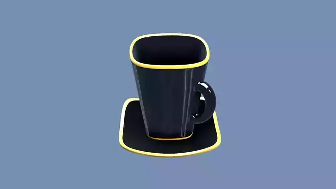 Black Porcelain Cup with Plate