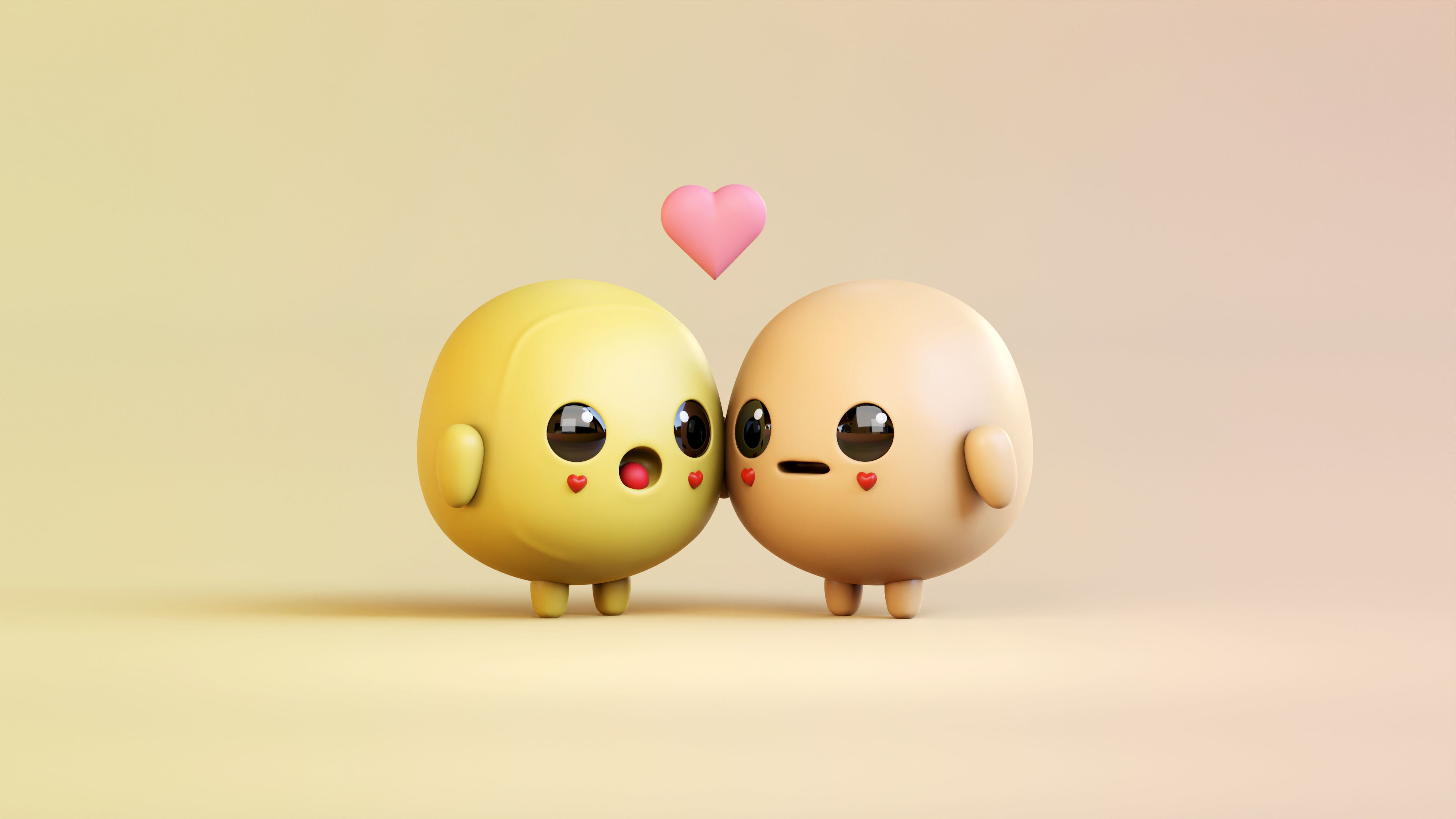Emotional Emoji Couple in Love Low-poly 3D model_4