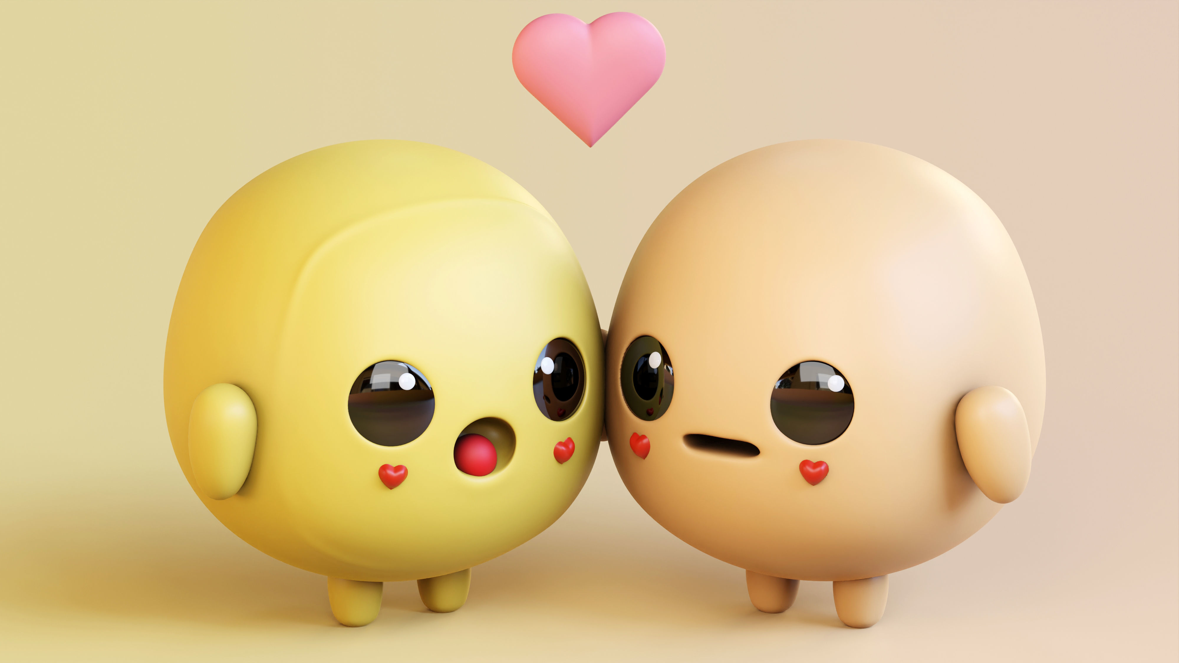 Emotional Emoji Couple in Love Low-poly 3D model_10