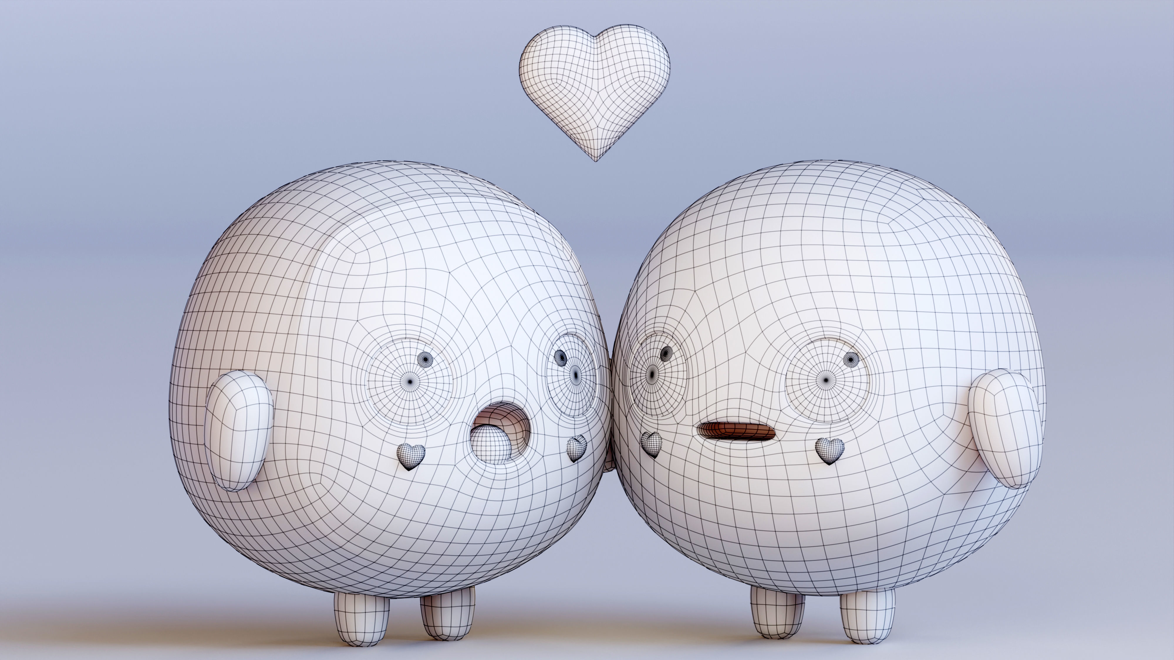 Emotional Emoji Couple in Love Low-poly 3D model_13