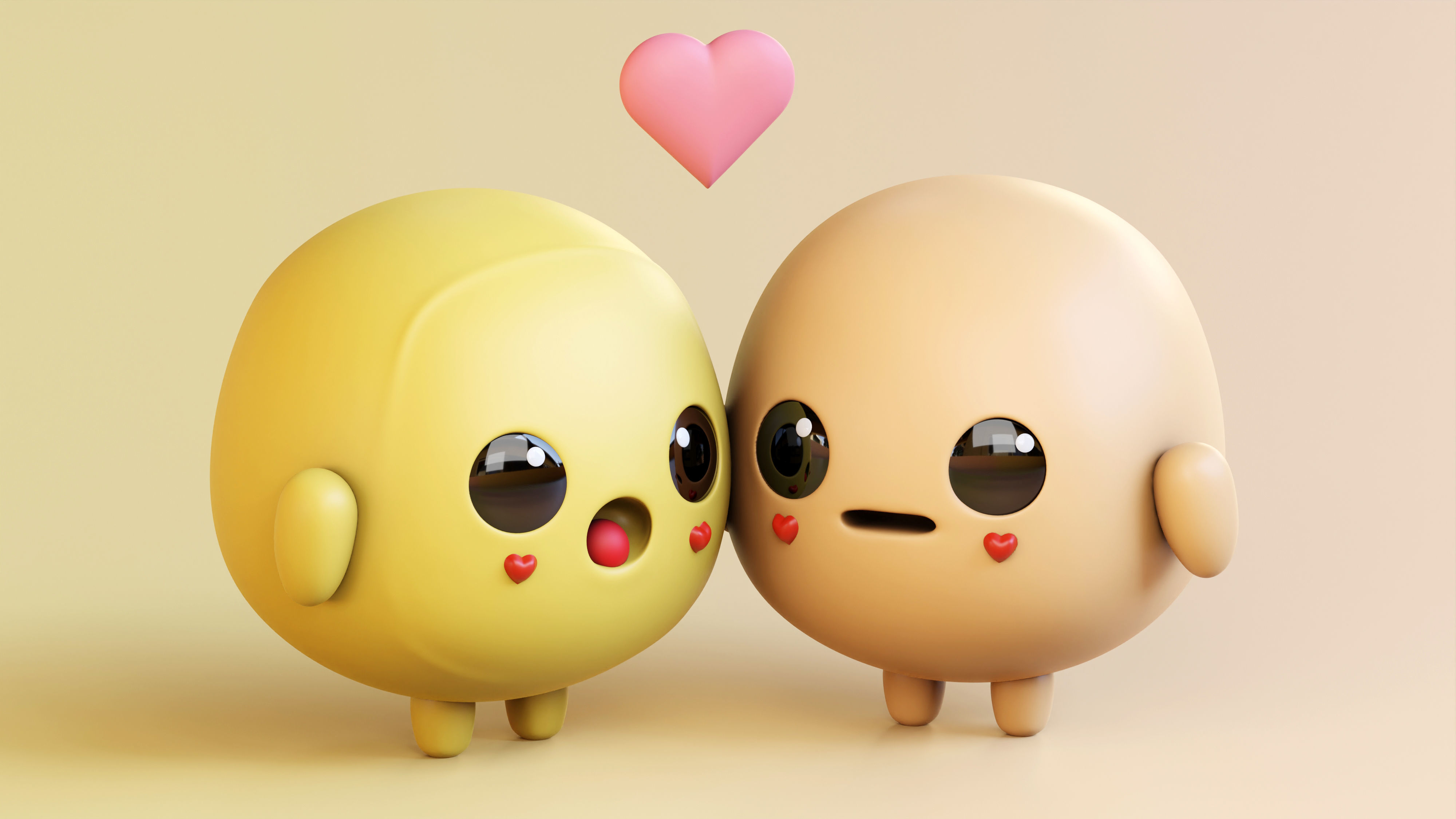 Emotional Emoji Couple in Love Low-poly 3D model_15