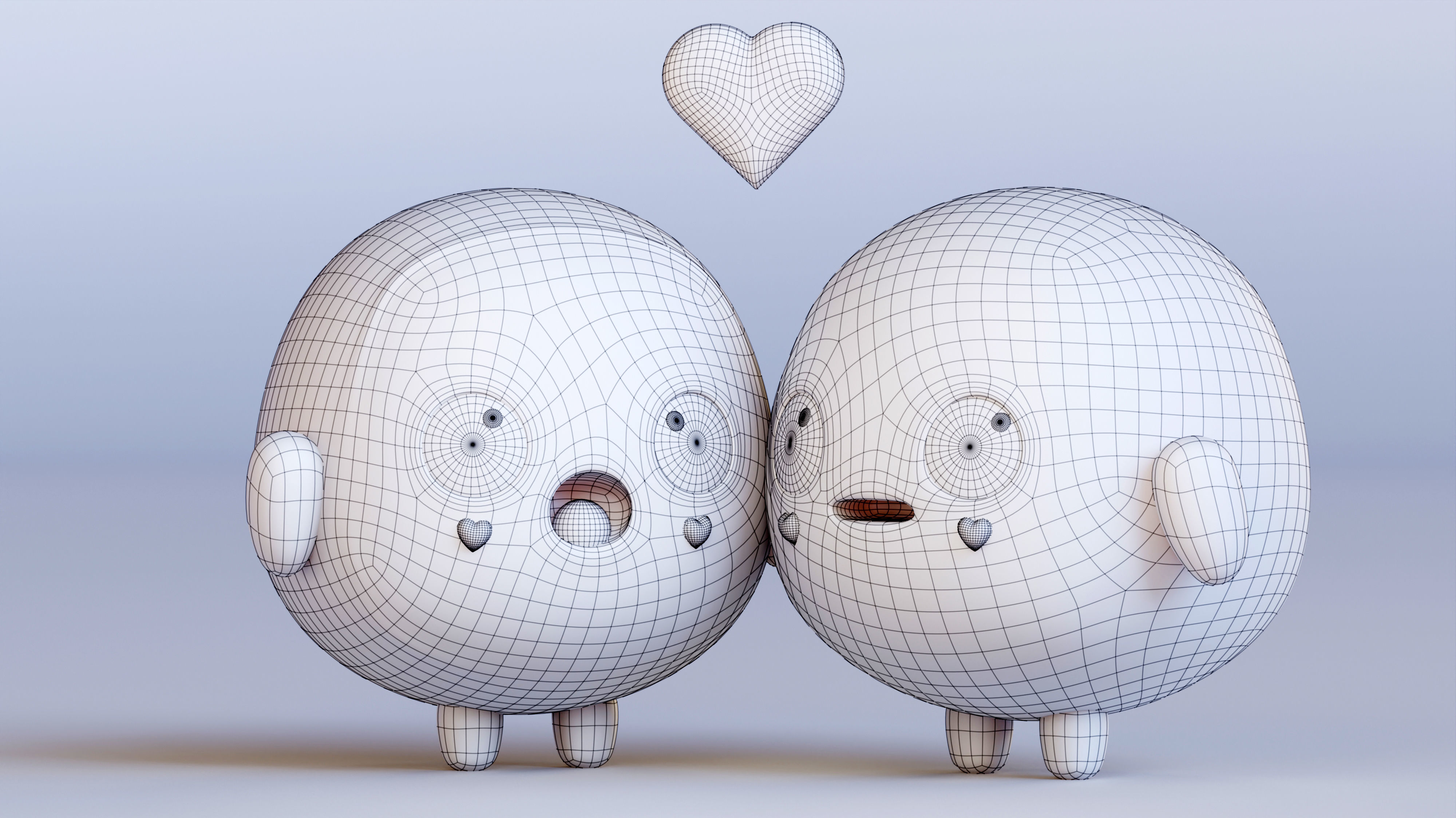 Emotional Emoji Couple in Love Low-poly 3D model_1