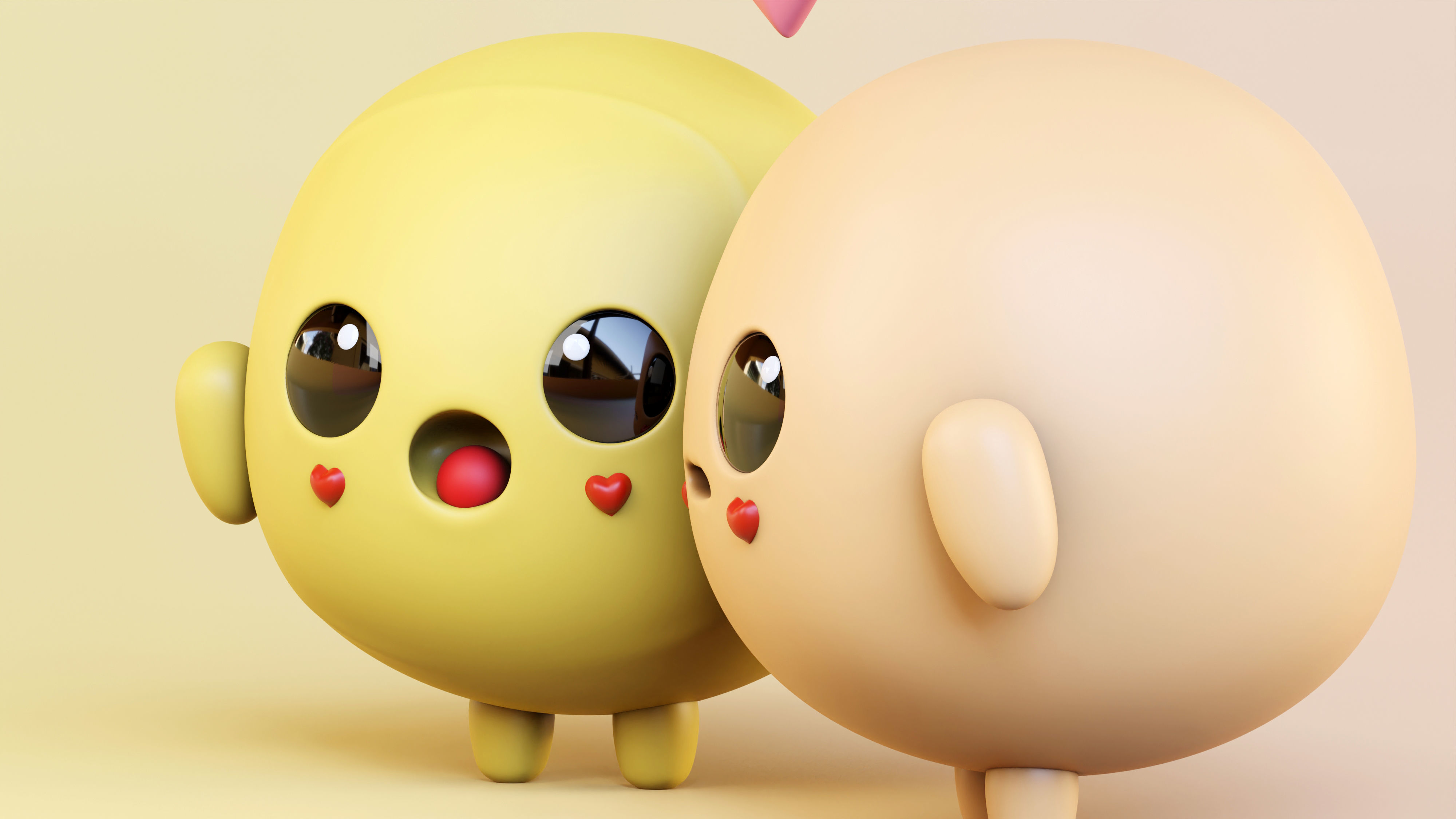 Emotional Emoji Couple in Love Low-poly 3D model_8
