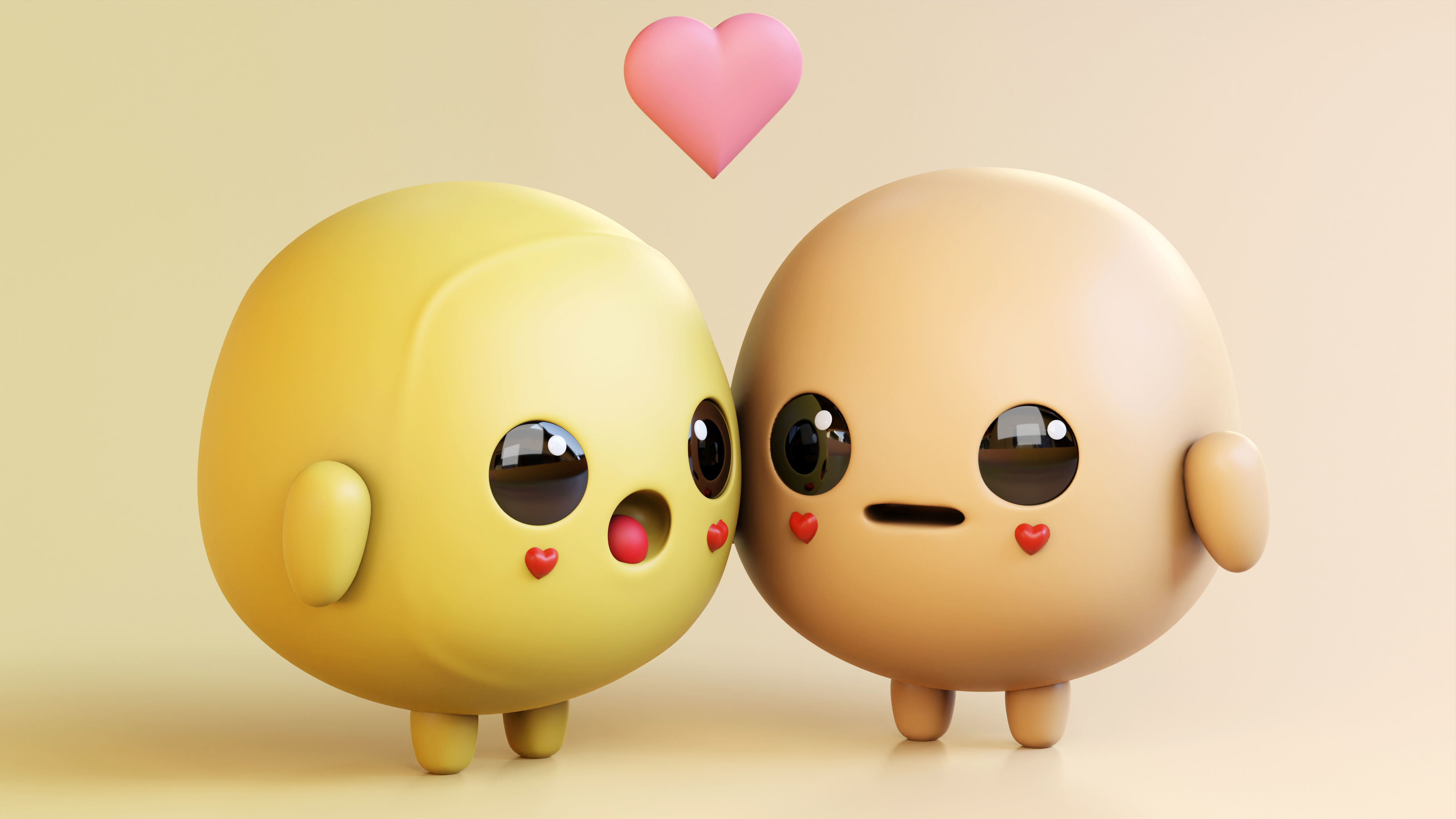 Emotional Emoji Couple in Love Low-poly 3D model_11
