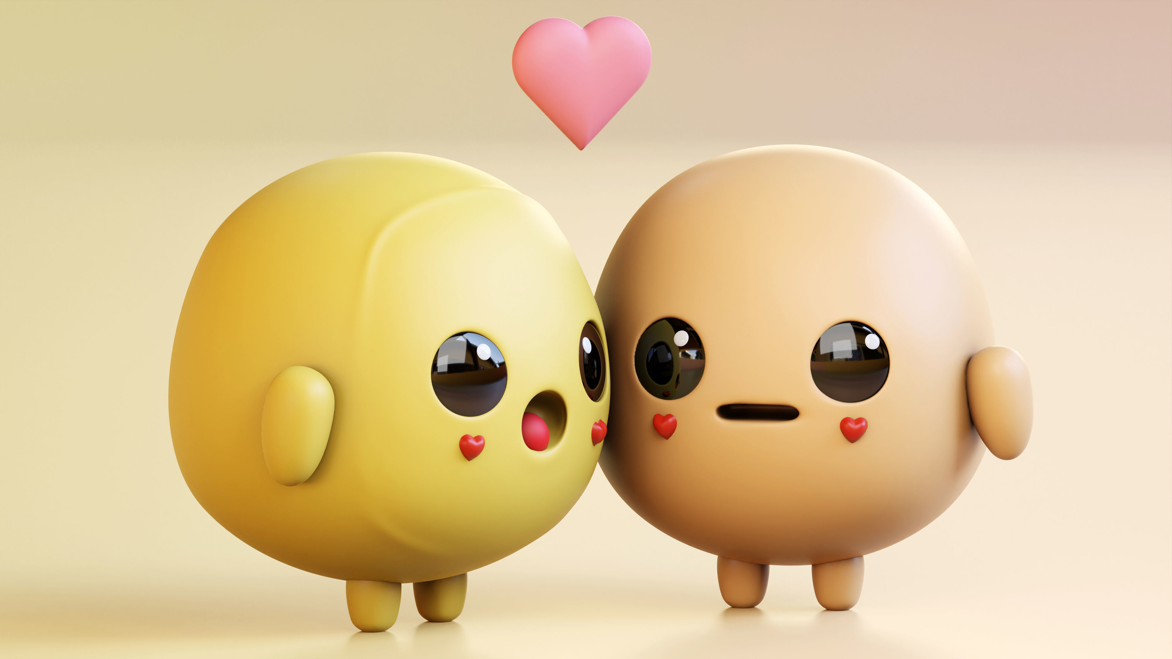 Emotional Emoji Couple in Love Low-poly 3D model_6