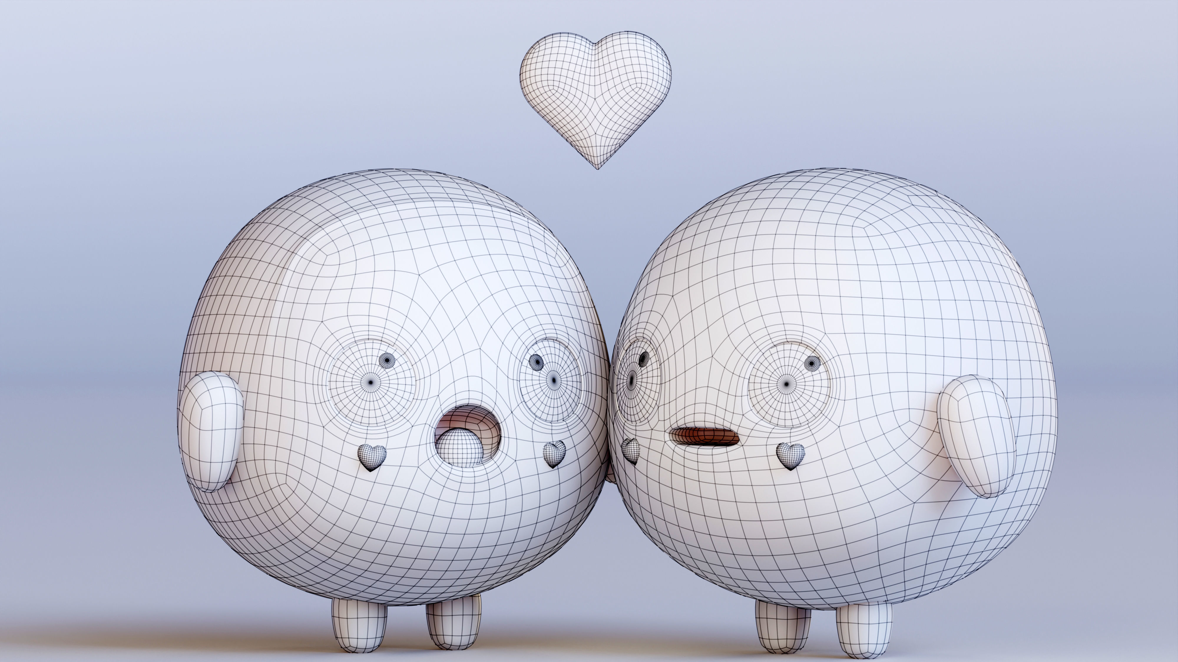 Emotional Emoji Couple in Love Low-poly 3D model_14