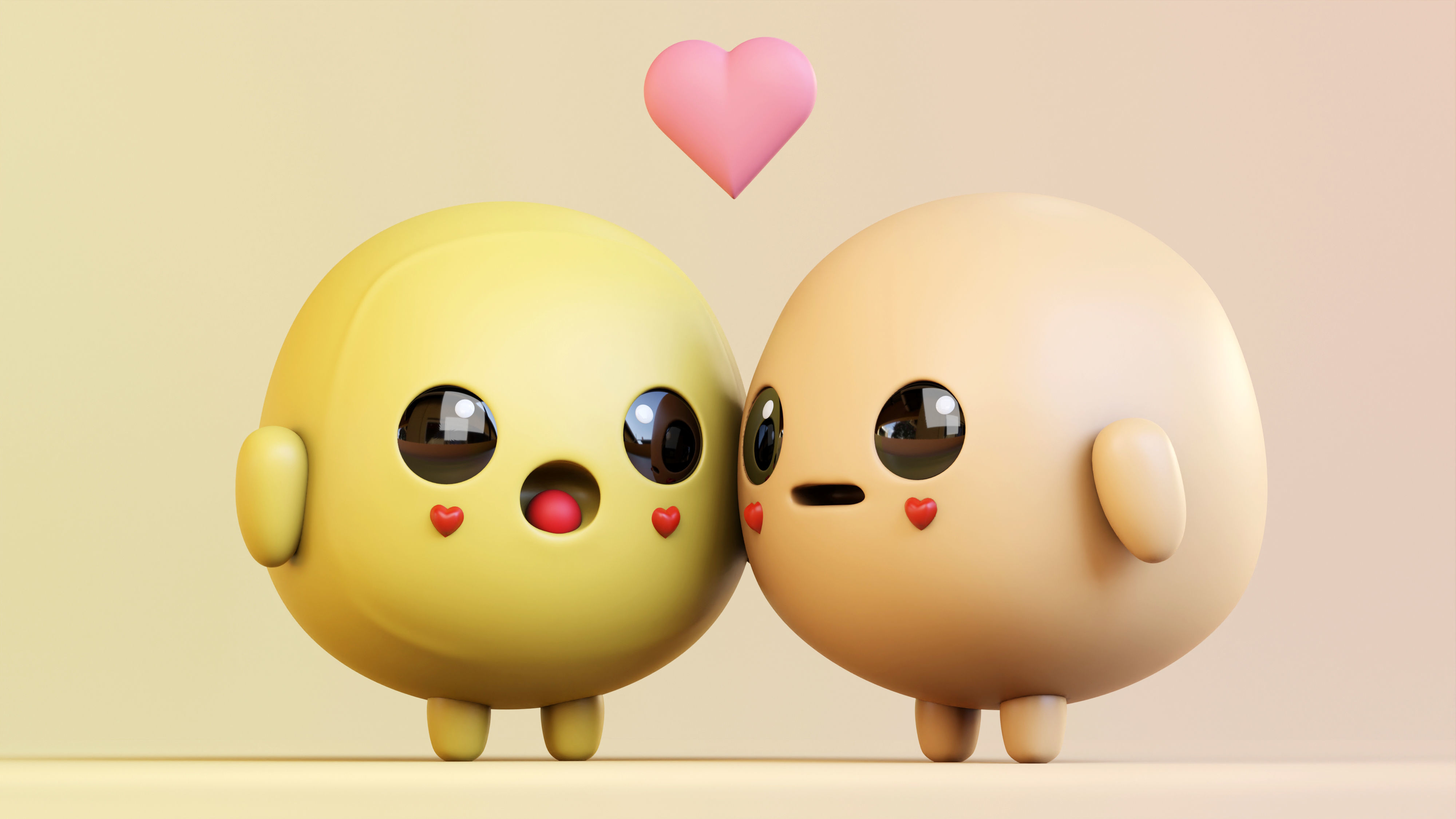 Emotional Emoji Couple in Love Low-poly 3D model_3