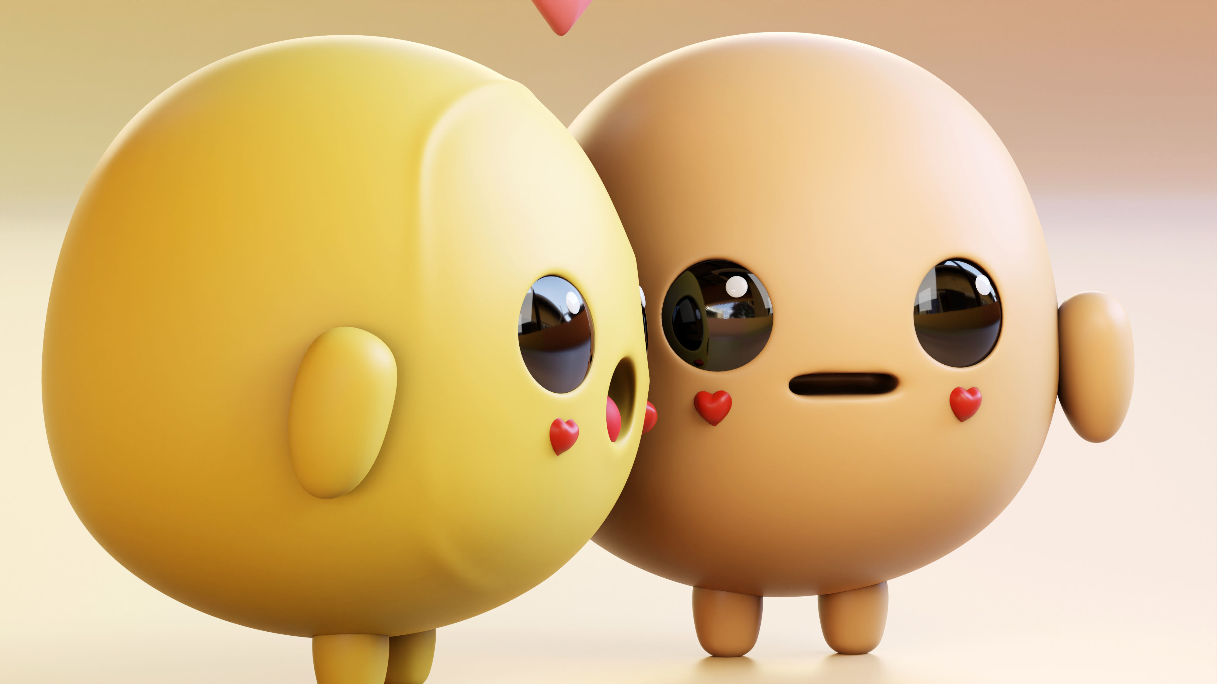 Emotional Emoji Couple in Love Low-poly 3D model_9