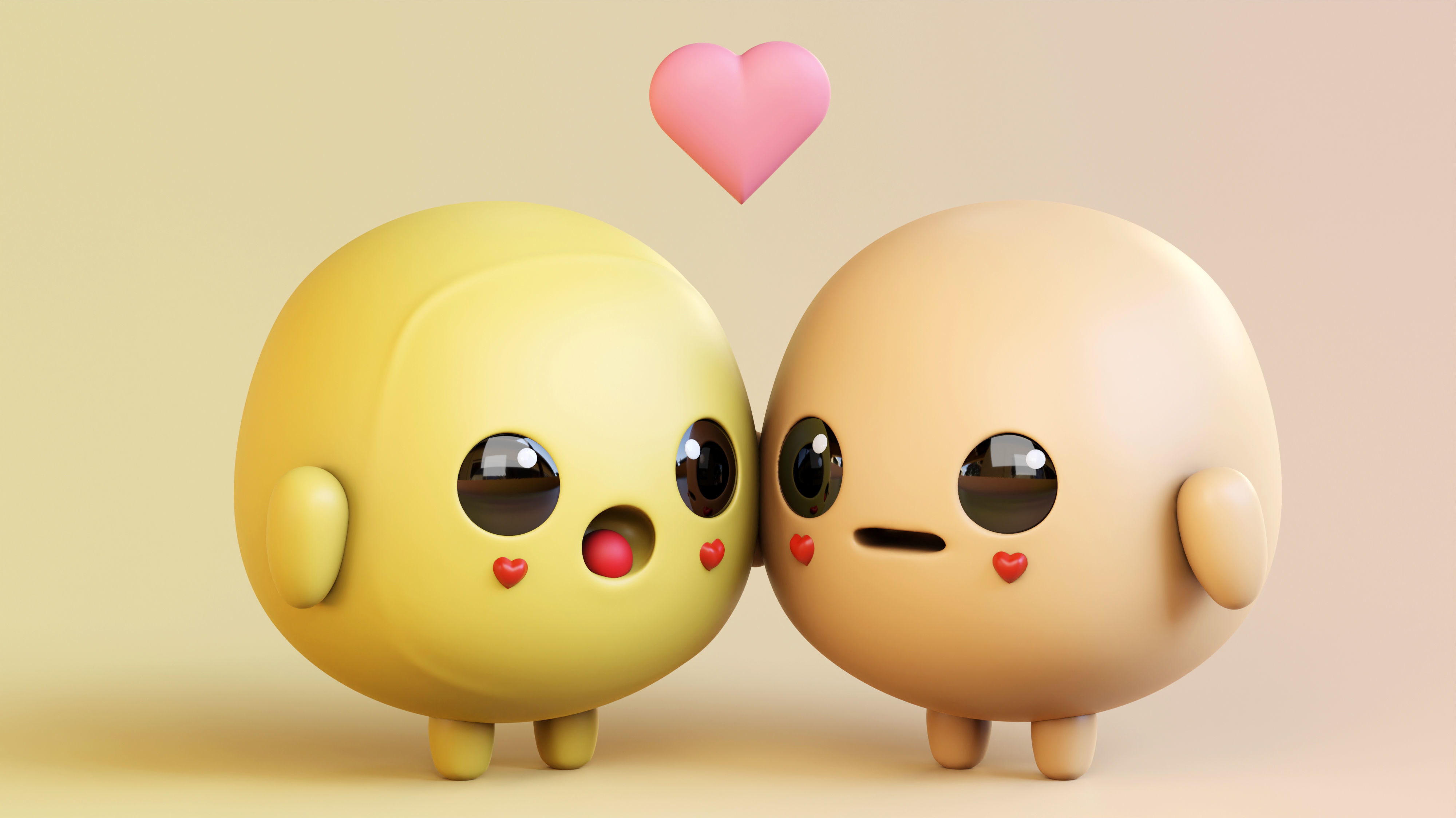 Emotional Emoji Couple in Love Low-poly 3D model_5