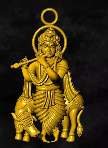 krishna dollar coin gold jewelry ornament silver pendent 3D print model